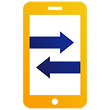 Illustration depicting data transfer on a smartphone.