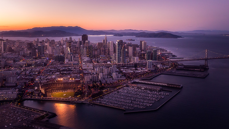 Aerial view of San Francisco bay.