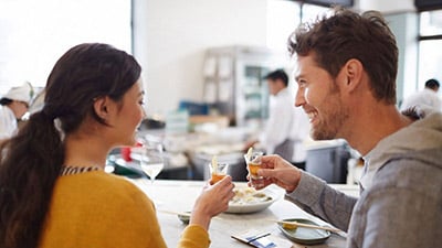 Man and a women dining in a restaurant